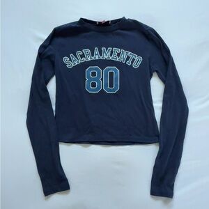 Edikted Navy Long Sleeve Top